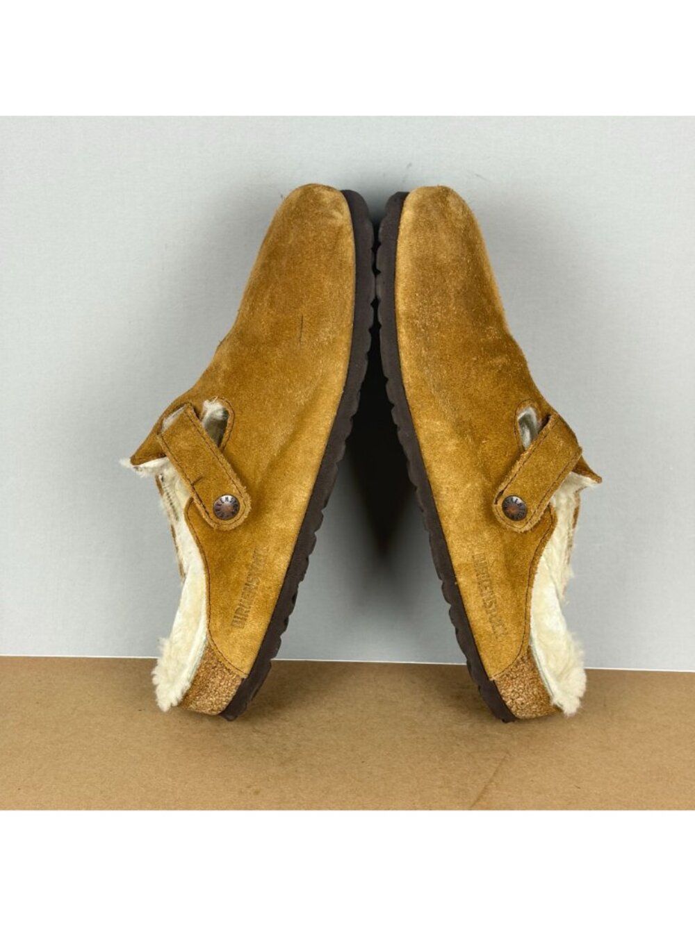 Birkenstock Boston Shearling Lined Clogs Mules Womens 9 Tan Slip On Casual - Picture 5 of 10